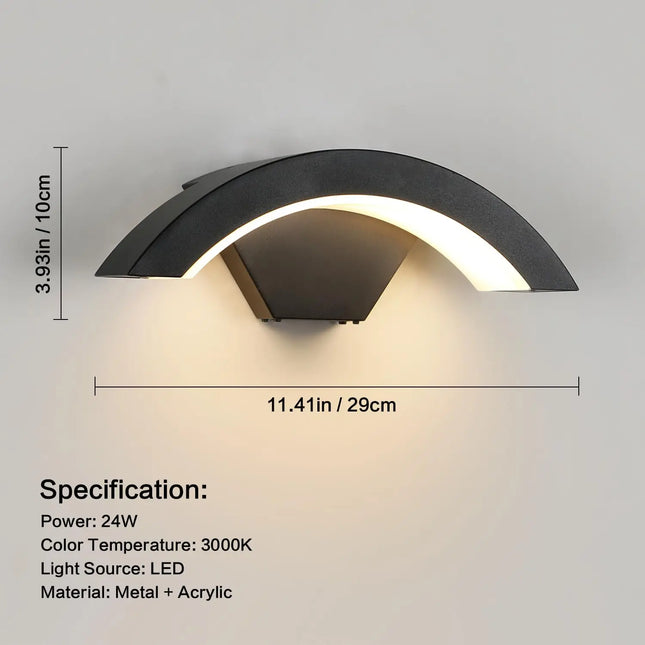 24W LED Wall Sconces Modern Outdoor,Warm White 3000K LED Wall Lamp,Waterproof IP65,Aluminum Exterior Wall Light for Terrace