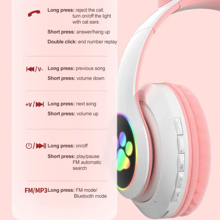 Headphone Bluetooth5.0 Stereo With Mic Support TF Card Wireless Kids Girl Earphone Birthday Gift