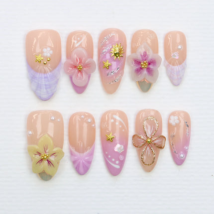 10Pcs 3D beautiful handmade Manicure Press On Nails