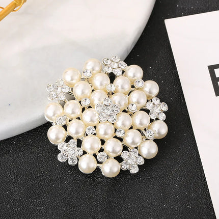 New Shiny Sun flower Brooches For Women Luxury Big Pearl Rhinestone Brooch Pins Jewelry Dress Suit Accessories Wedding Gifts
