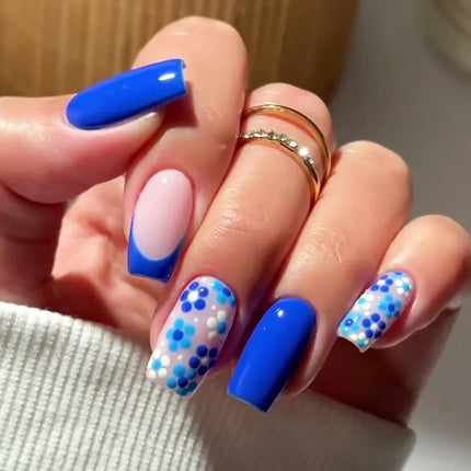 24Pcs Fashion Fake Nails Press on Long Ballet False Nails Art