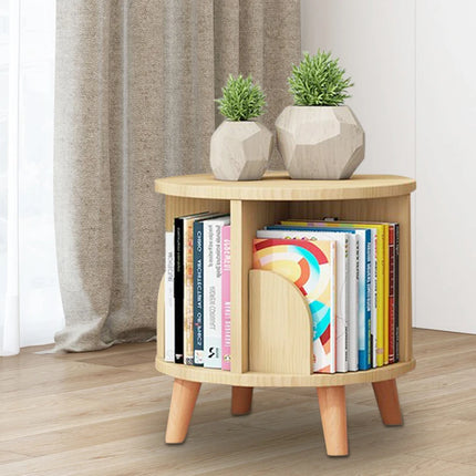 360 Rotating Wooden Bookshelf Livingroom Storage Rack Floor Standing Bookcase for Kids&Adults