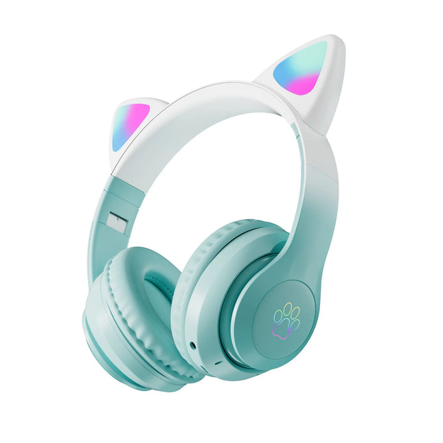 Wireless Headphones RGB Cute Cat Girls Kids Gift Headset with Microphone Stereo Music Gaming