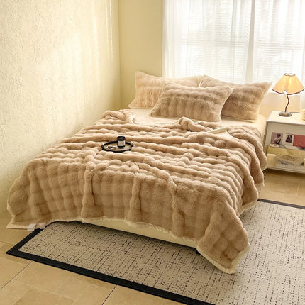 Luxury Premium Imitating Rabbit Fur Blanket Double-sided Plush Thickened