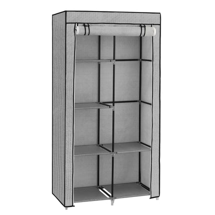 SONGMICS Fabric Wardrobe, Clothes Storage Organiser, 6 Shelves, 1 Hanging Rail, Non-Woven Fabric, Metal Frame, 45 x 88 x 168 cm