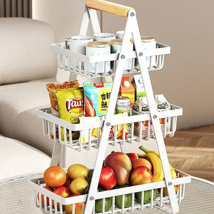2/3 Tiers Countertop Fruit Basket,Portable Fruit Bowle Basket Kitchen Organizer Storage & Dining Room Fruits Vegetable Snacks