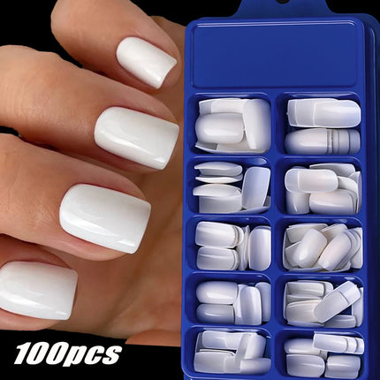 100Pcs Light Pink Press on Nails Short Medium Square