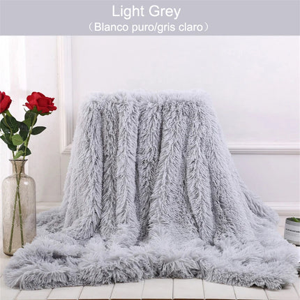 Double-sided Velvet Blanket Soft Fluffy Throw Blanket For Sofa Bed Long Plush