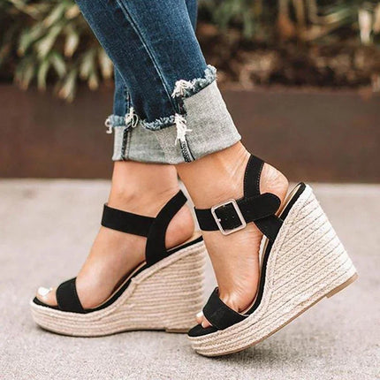 2024 Summer Sandals Women Wedges Platform Ladies Hemp Shoes Ladies Candy Color Casual Girls Slip on Strap Cross Girls Plus Size