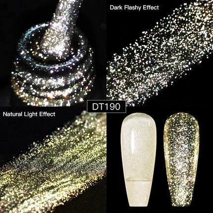 MEET ACROSS Sparkling Rose Pink Reflective Glitter Gel Nail Polish