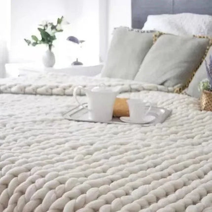 Thick Wool Hand Knitted Blankets Blanket Knitted Blanket Nordic Sofa Cover Blanket Thick Thread Blanket