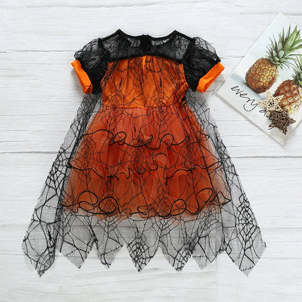 Halloween Costume Girls Princess Spider Mesh Dress Children