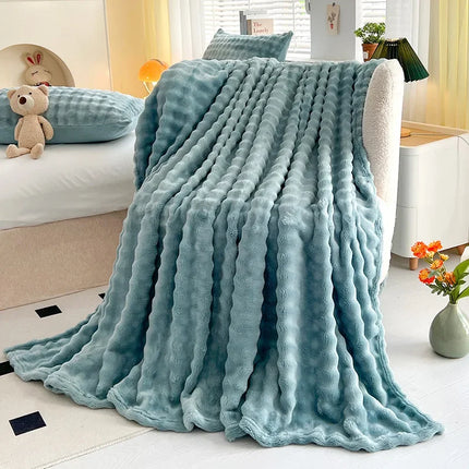 Rabbit Fur Throw Blanket Flannel Wool Nap Sofa Blanket Blanket