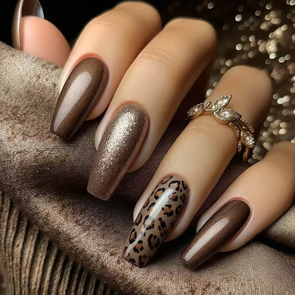 24Pcs Fashion Fake Nails Press on Long Ballet False Nails Art