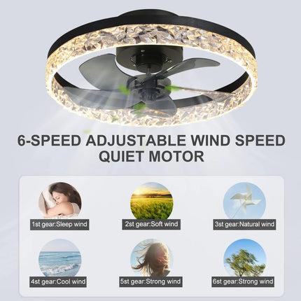 Modern Smart Led Ceiling Fans Chandelier Bedroom Living Room Nordic Acrylic Invisible Fan Light APP Remote Control Ceiling Fans
