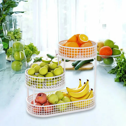 Countertop Fruit Basket Serving Stand, Counter Top Serving Tray, Space Saving Stand Serving Bowl Metal Wire Storage Basket