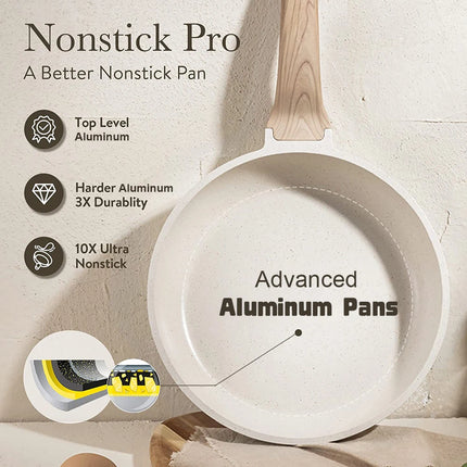 7Pcs Pots and Pans Set Nonstick Kitchen Stackable Aluminum Pans Induction Set with Lids Dishwasher Safe