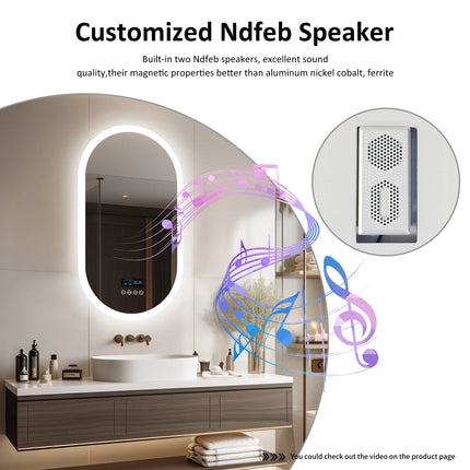 LUVODI Led Lighted Bluetooth Bathroom Mirror Backlit Illuminate Dimming Vanity Mirror with Time Date Display Anti-fog