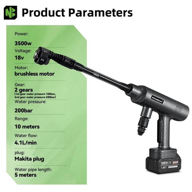 Brushless High Pressure Car Washer Gun 2 Gears  Garden Cleaning Irrigation Tool For Makita Battery Pin