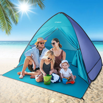 TOMSHOO Pop Up Tent 3-4 Person Outdoor Camping Beach Tent Travel Lightweight Outdoor Beach Shade Sun Shelter Tent Canopy Cabana