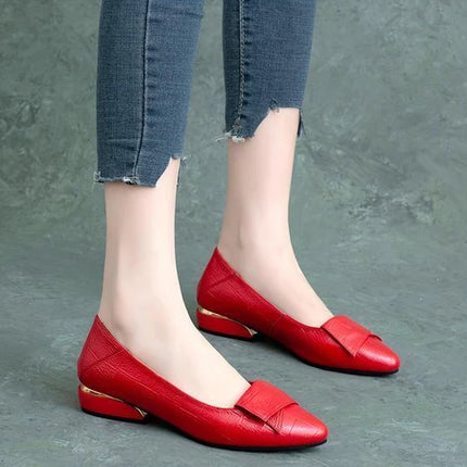 Woman Pumps Formal Low Heel Elegant Red Shoes For Women Moccasins Pointed Toe Y2k Premium Offer High Quality Social On E A