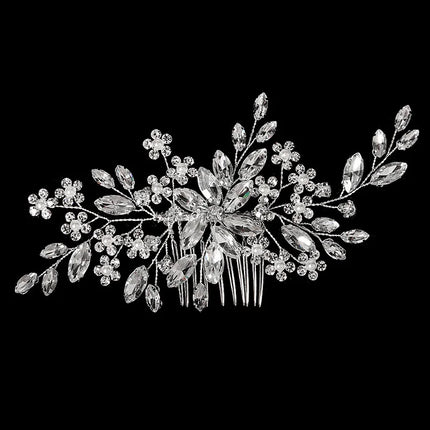 New Silver Alloy Hair Comb Handmade Pearls Rhinestones Fashion Metal Headpiece Elegant Hair Jewellery Accessory For Women