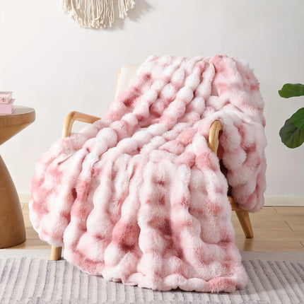 Rabbit Fleece Blanket Solid Color Faux Fur Plush Blanket Soft Warm Throw Blanket