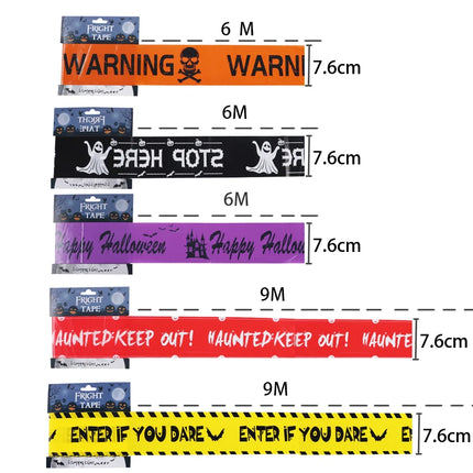 Skull Head Warning Tape Signs Halloween Decoration