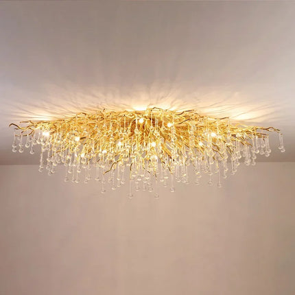 Gold ceiling light chandelier modern hotel bedroom dining room living room home interior glossy Led luxury chandelier