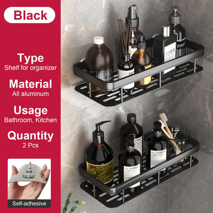 Bathroom Shelf No Drill Wall Mounted Shampoo Bottle Shower Corner Rack Toilet Storage Rack Aluminum