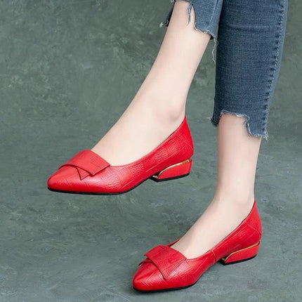 Woman Pumps Formal Low Heel Elegant Red Shoes For Women Moccasins Pointed Toe Y2k Premium Offer High Quality Social On E A