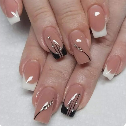 24pcs Short Square Press on Nails Jade Flower Sparkling