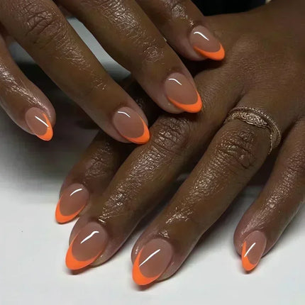24Pcs French False Nails Almond Fake Nails