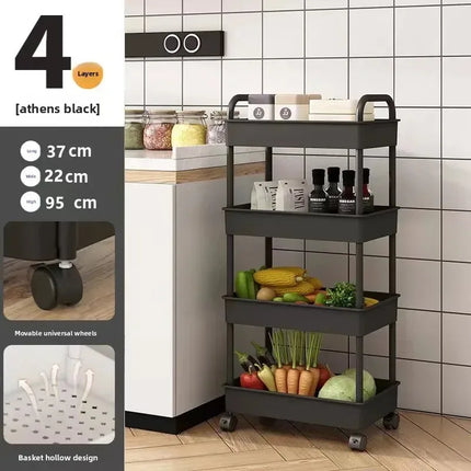 Multi-level Stroller Storage Rack for Kitchen Bedroom Bathroom Mobile Toilet Floor-to-ceiling Organizer with Snacks Holder