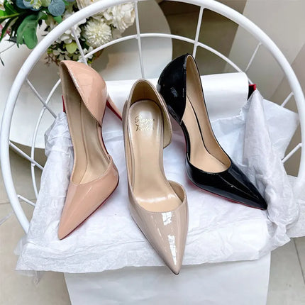 leather pointed shoes shallow mouth slim single order shoes for women