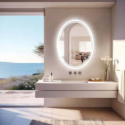 LED Bathroom Mirror Backlit Round Vanity Mirror with Lights Wall Mounted Anti-Fog Lighted Bathroom Mirror Dimmable Makeup Mirror