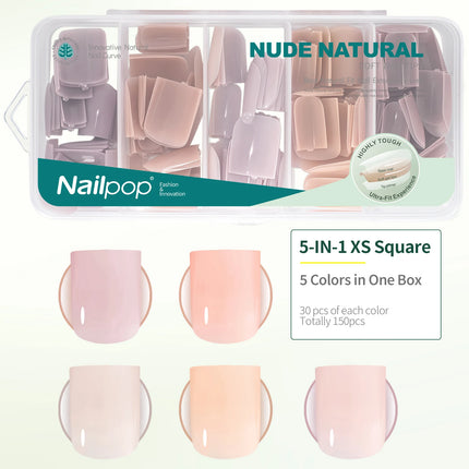 Nailpop 3-IN-1 Nude Natural Soft Nail Tips Set 140PCS Skin Tones Press on Nails