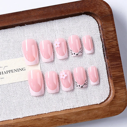 24pcs Short Square Yellow Lemon Press On Nails For Women Nude Pink