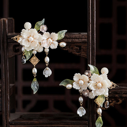 Chinese Hanfu Hair Accessories Set Long Tassel Vintage Hairpins Flower Handmade Hair Sticks For Women Traditional Retro Jewelry