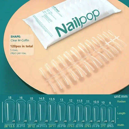 NAILPOP 120pcs Fake Nails Full Cover Press on Nails Coffin Soft Gel American