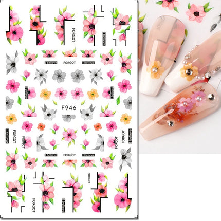 3d Nail Art Decals Elegant White RoyalBlue Roses Flowers