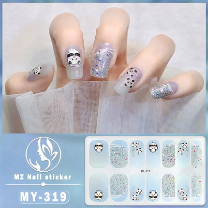 Panda Style Baking Free Gel 5D Nail Sticker Full Nail Self Adhesive Sticker
