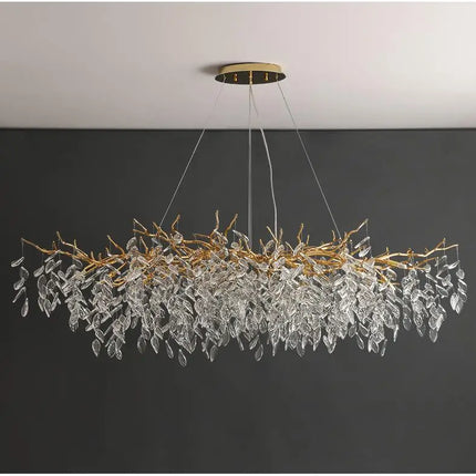 Nordic Luxury Living Room Branch Led Pendant Lights Lustre Crystal Art Hanging Lamp Modern Suspend Lamp Gold Chandelier Fixtures