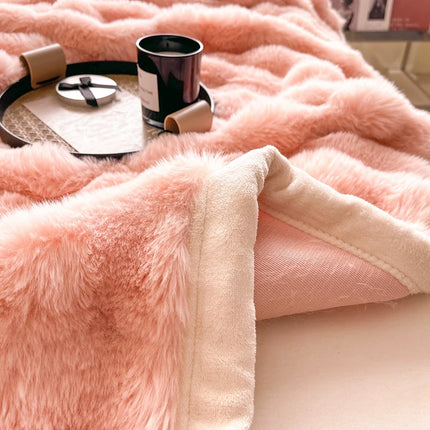 Bubble Rabbit Plush Blanket Light Luxury Double-sided Coral Flannel Blanket