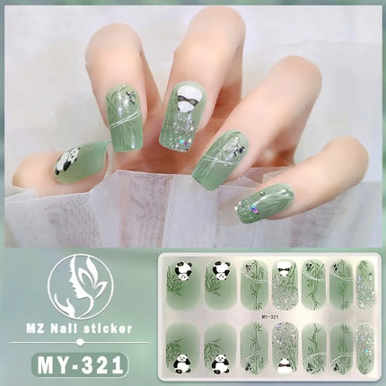 Panda Style Baking Free Gel 5D Nail Sticker Full Nail Self Adhesive Sticker