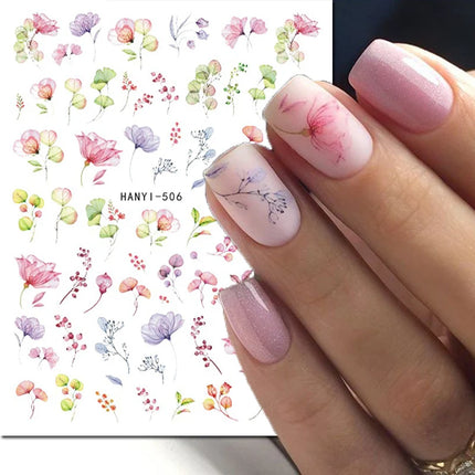 3d Nail Art Decals Elegant White RoyalBlue Roses Flowers
