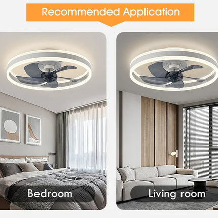 Led Ceiling Fan Without Lights DC Motor 6 Speeds Timing Fans 50CM Low Floor Loft Remote Control Lux&vitae Fan With Lights