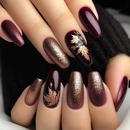 24Pcs Fashion Fake Nails Press on Long Ballet False Nails Art