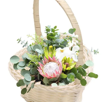 Rattan Basket With Handle Handheld Woven Basket Woven Mini Hand-Carried Basket Rattan Woven Small Flower Basket For Wedding