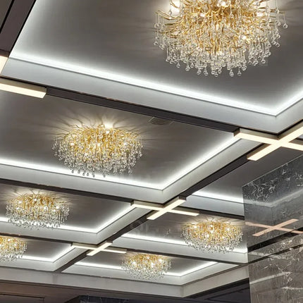 Gold ceiling light chandelier modern hotel bedroom dining room living room home interior glossy Led luxury chandelier